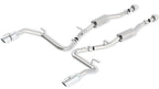 Borla 99-04 Ford Mustang Cobra 4.6L/5.4L V8 MT RWD ATAK SS Catback Exhaust system components in polished stainless steel.