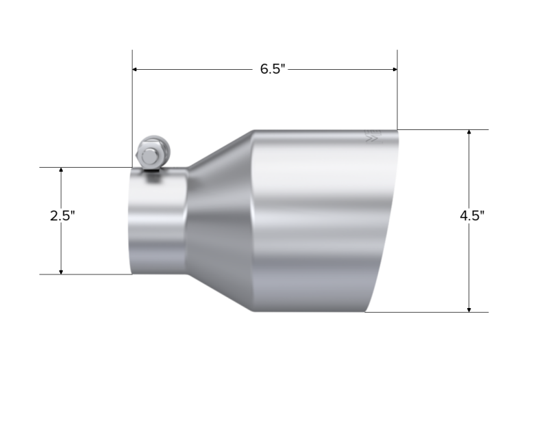 MBRP Universal Stainless Steel Tip 2.5in ID / 4.5in OD Out / 6.5in Length Angle Cut Single Wall Secondary image