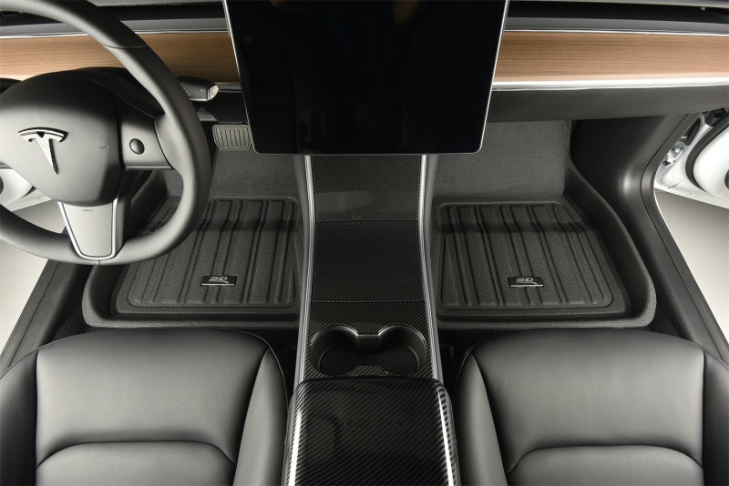 3D MAXpider 2020-2021 Tesla Model Y Elitect 1st & 2nd Row Floormats - Black in vehicle interior