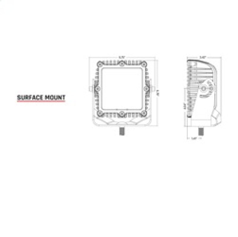 Rigid Industries Q-Series Spot w/ Amber PRO Lens surface mount specifications for offroad lighting and electrical.