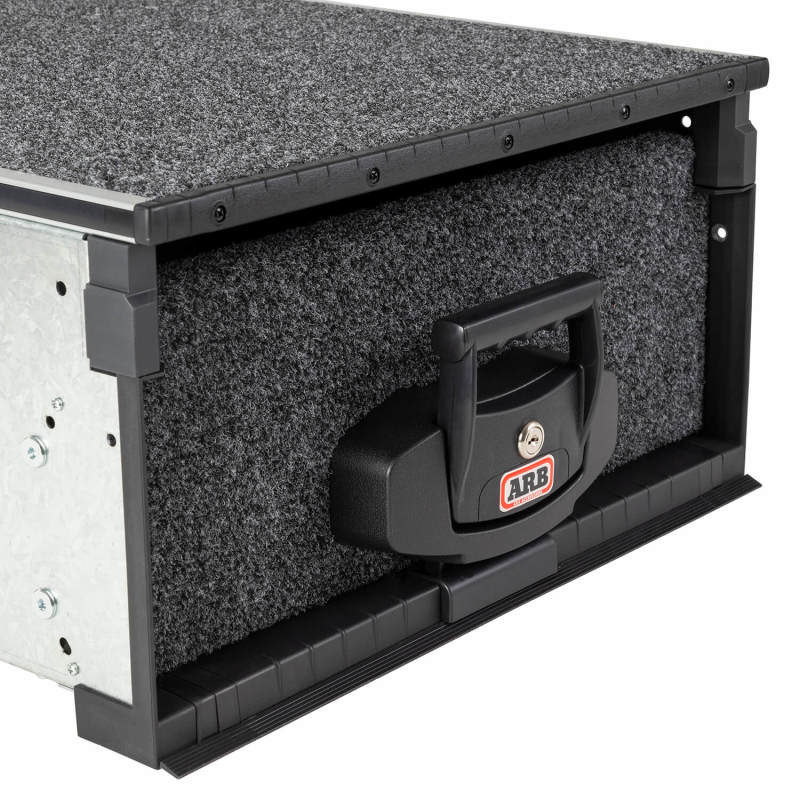 ARB Roller Drawer 41X21X11 Xtrnl Intrnl 37.5 X 18 X 8.5 with rugged design and secure latch for offroad applications.
