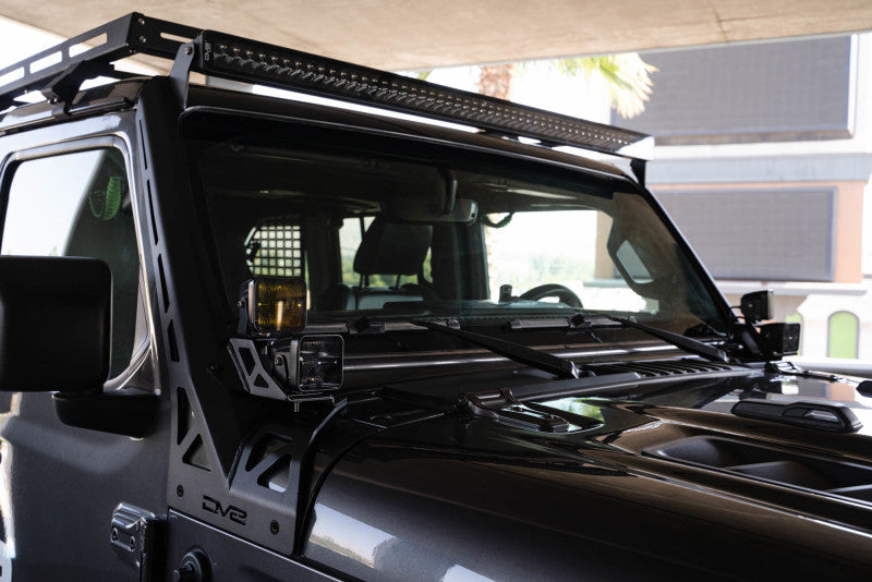 DV8 Offroad 2018+ Jeep Wrangler JLO A Pillar Dual Light Pod Mounts on Jeep