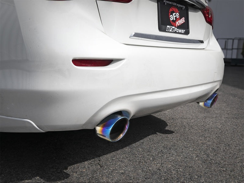 aFe Takeda 2.5in 304 SS Axle-Back Exhaust w/ Blue Flame Tips 16-18 Infiniti Q50 V6-3.0L (tt) Secondary image