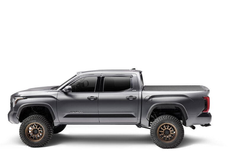 BAK 2022+ Toyota Tundra 5.5ft Bed Revolver X4S Bed Cover installed on a lifted truck with offroad wheels.