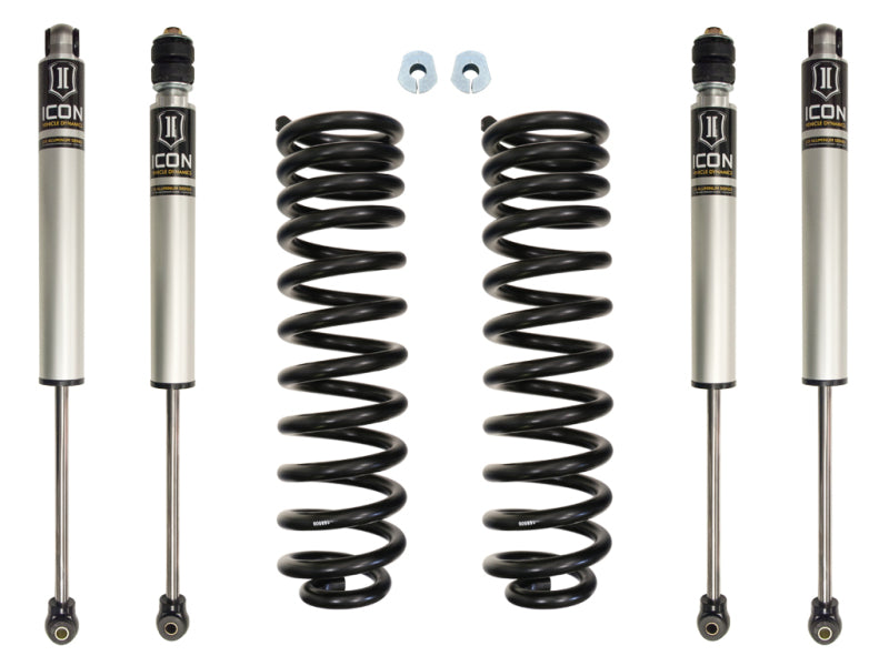 ICON 05-16 Ford F-250/F-350 2.5in Stage 1 Suspension System parts including shocks and springs. Main image