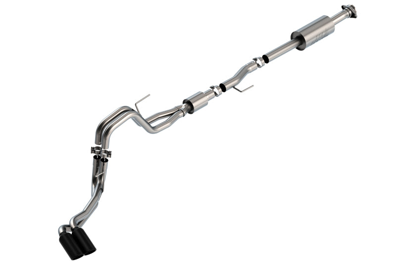 Borla F-150 2021 5.0L 4dr CC SB EC STB Lariat/KR/Pltm/LTD 3/2.25 DSE Cat-Back S-Type Black CHR Tips Main image