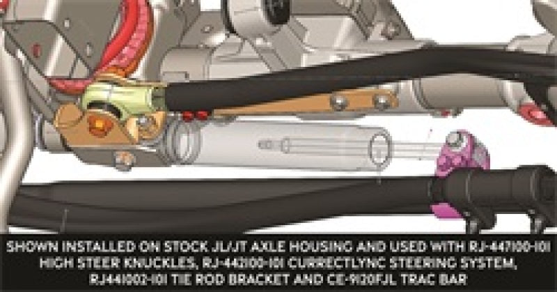 RockJock JL/JT Currectlync High Steer Trac Bar and Steering Stabilizer Shock Relocation Bracket Secondary image
