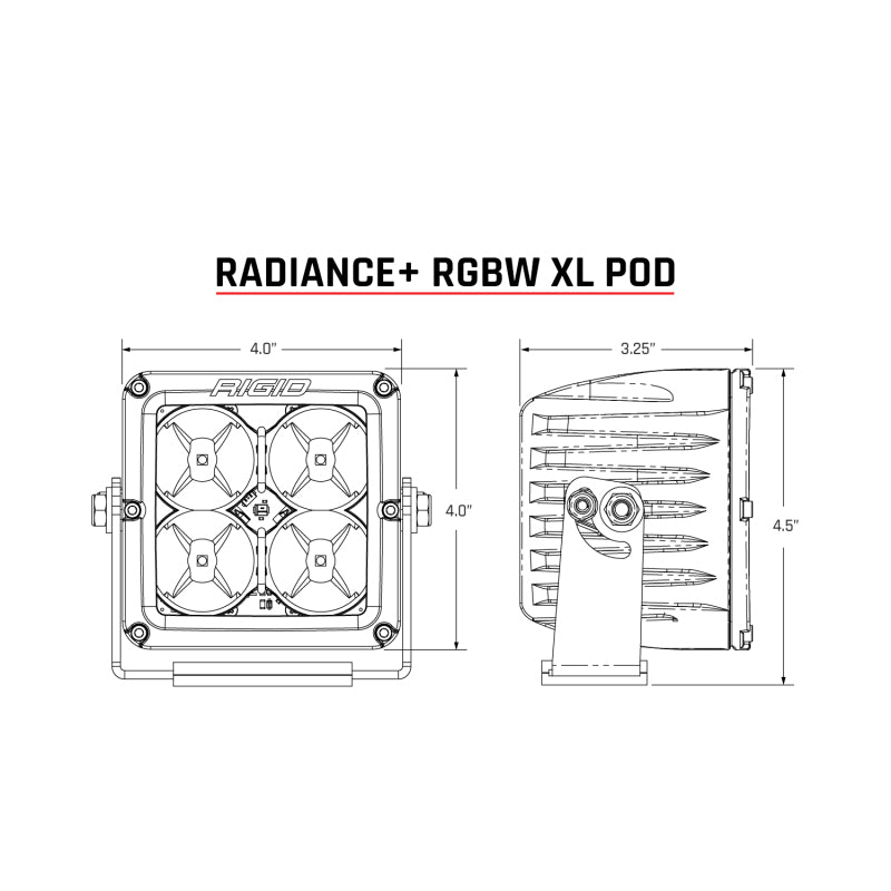 Rigid Industries Radiance+ Pod XL RGBW - Pair design diagram
