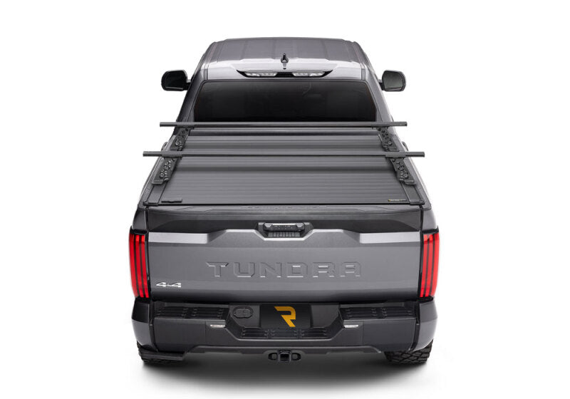 Retrax 2007-2020 Toyota Tundra CrewMax 5.5ft Bed RetraxPRO XR with Deck Rail System on gray truck