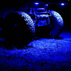 KC HiLiTES Cyclone V2 LED - Replacement Lens - Blue - Single on offroad truck with blue lighting