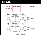 Hawk 02-06 Mini Cooper / Cooper S HPS Street Front Brake Pads dimensions and specifications.