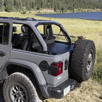 Tuffy Deluxe Enclosure For Jeep Wrangler W/ Subwoofer in off-road setting