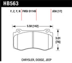 Hawk 06-07 Dodge Magnum SRT8 / 06-09 Challenger SRT8 / 05-07/09 Chrysler 300 C SRT8 Performance Cera brake pad dimensions image.