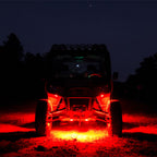 KC HiLiTES Cyclone V2 LED - Replacement Lens - Red - Single on offroad vehicle at night