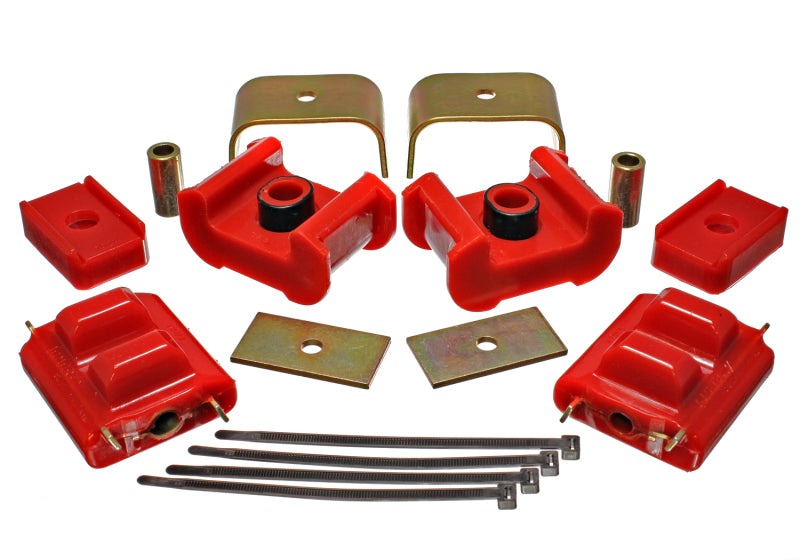 Energy Suspension 73-84 K5 Blazer 4WD Fullsize Red Complete Motor & Trans Mount Set Zinc Finish for offroad performance upgrades.