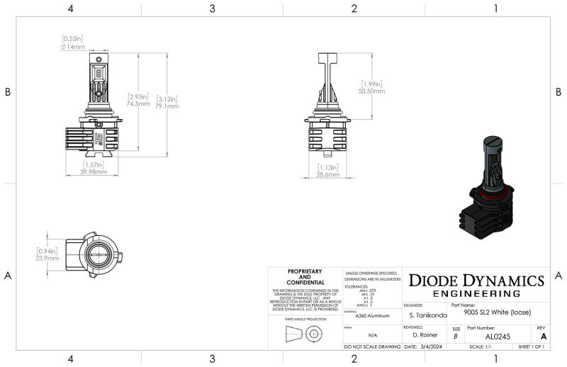 Diode Dynamics 9005/9011/H10 Yellow SL2 LED Bulb (one) Secondary image
