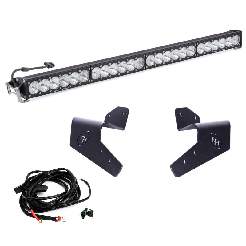 Baja Designs 2024+ Can-Am Maverick R OnX6+ Roof Mount Kit with light bar and mounting brackets Main image