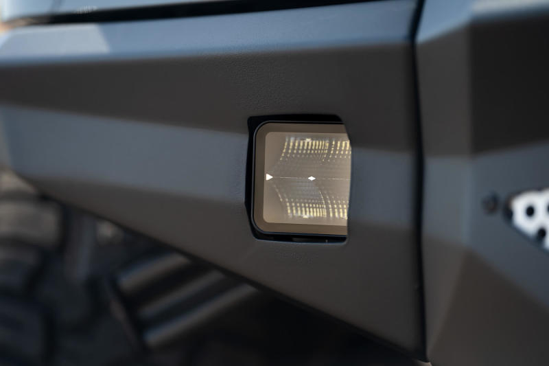DV8 Offroad 3in Cube LED Light 40W Pod Light 5W LED on truck bumper for offroad lighting and electrical use.