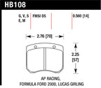 Hawk AP Racing 14mm Blue 9012 Race Brake Pads specifications