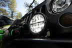 Rigid Industries 360-Series 6in LED Off-Road Spot Beam - RGBW (Pair) on Jeep front with winch and lights.