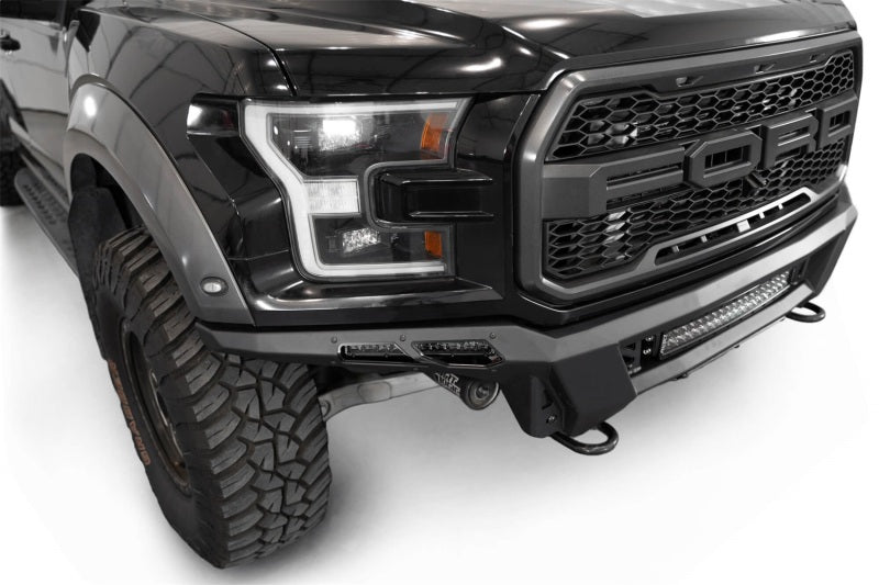 Addictive Desert Designs17-20 Ford F-150 Raptor Phantom Front Bumper with offroad parts and skid plate.
