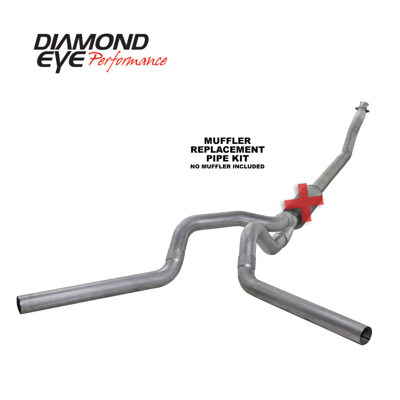 Diamond Eye KIT 4in Turbo Back MFLR RPLCMENT PIPE DUAL AL: 94-02 DODGE CUMMINS 5.9L Secondary image