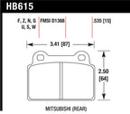 Hawk EVO X DTC-60 Race Rear Brake Pads specifications for Mitsubishi