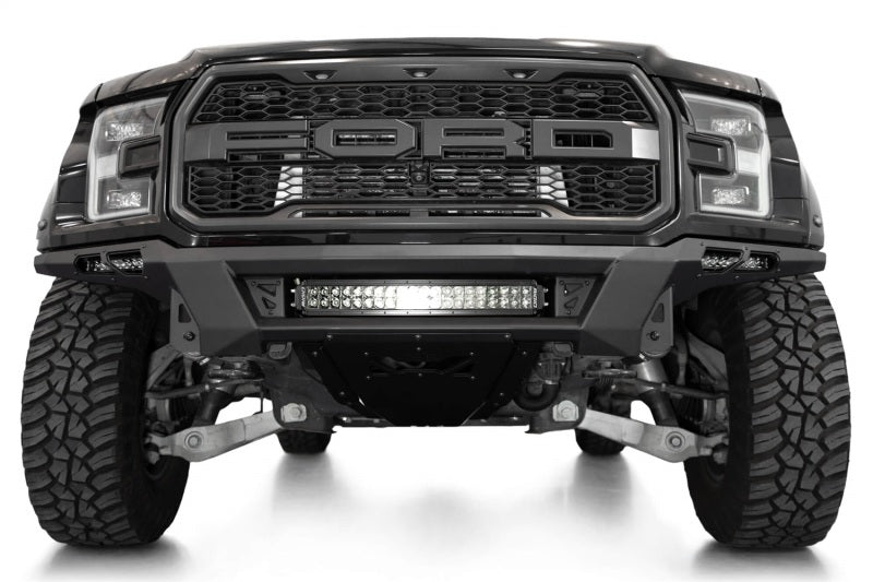 Addictive Desert Designs17-20 Ford F-150 Raptor Phantom Front Bumper with offroad lighting.