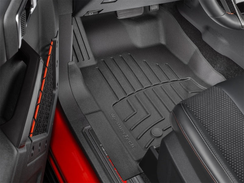 WeatherTech 2021+ Ford Bronco Front FloorLiner HP - Black for offroad performance upgrades, protecting vehicle footwell.
