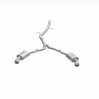 MagnaFlow 18-19 Audi A5 Dual Exit Polished Stainless CatBack Exhaust - 3in Main Piping Diameter view with straight-through mufflers