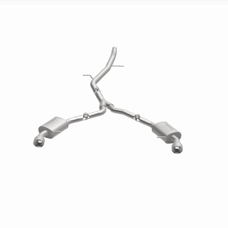 MagnaFlow 18-19 Audi A5 Dual Exit Polished Stainless CatBack Exhaust - 3in Main Piping Diameter view with straight-through mufflers