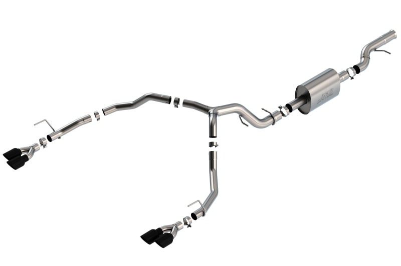 Borla 21-22 Chevrolet Tahoe 6.2L V8 2/4WD 4DR T-304 SS S-Type Cat-Back Exhaust w/ Black Chrome Tips Main image