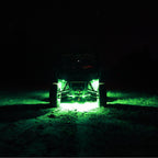 KC HiLiTES Cyclone V2 LED - Replacement Lens - Green - Single on offroad vehicle at night