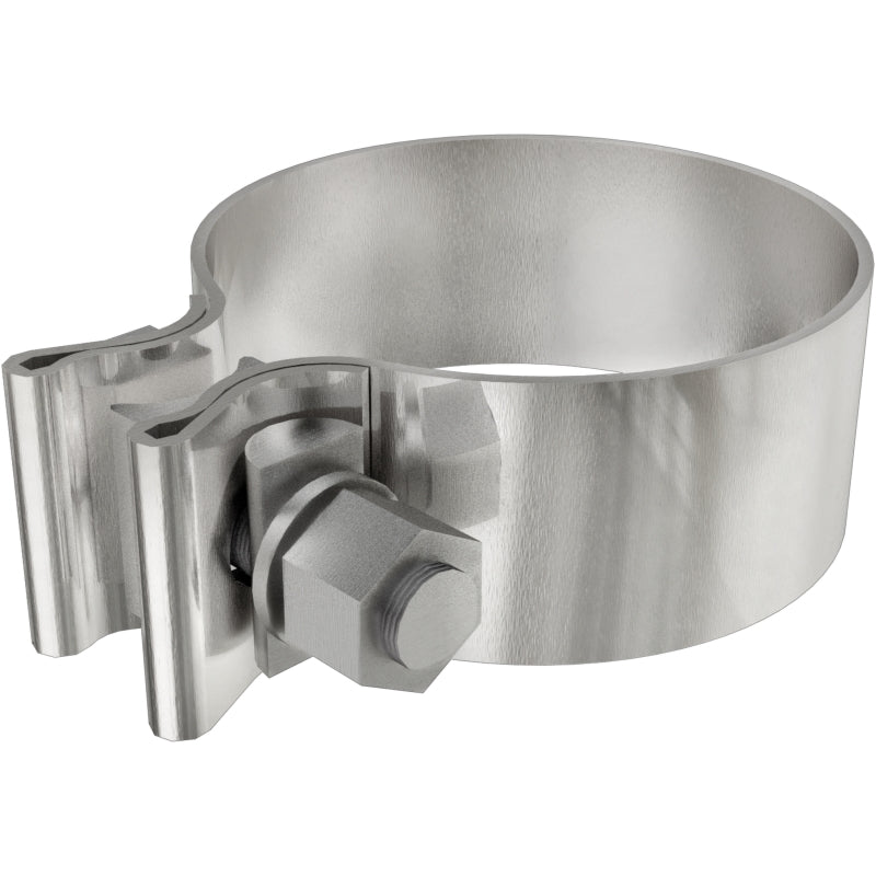 Stainless steel exhaust clamp for performance upgrades.