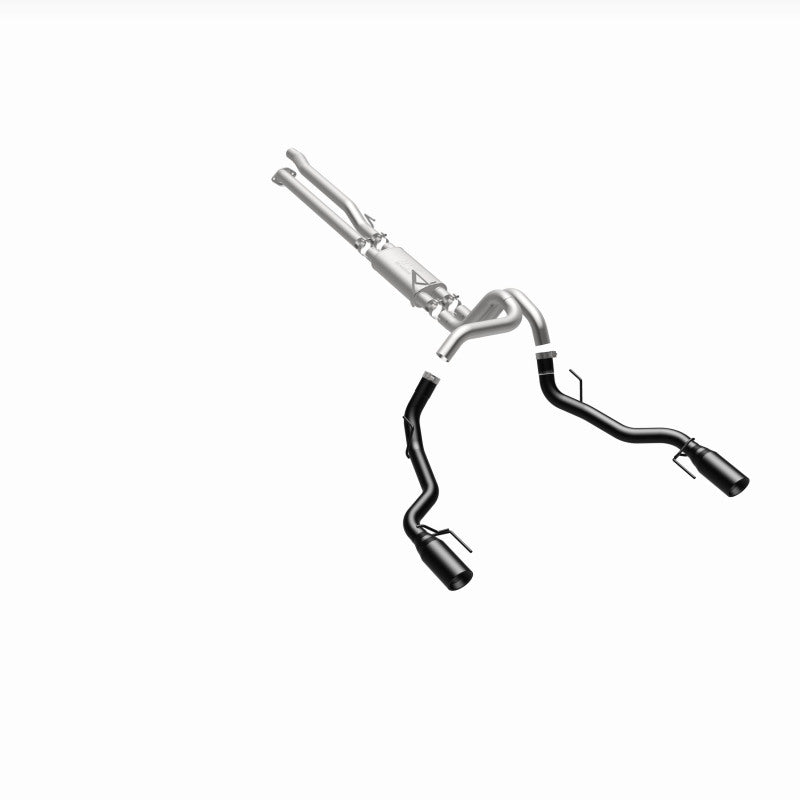 MagnaFlow SYS Cat-Back 2017 Ford F-150 Raptor 3.5L Dual Black Coated 3in Tips exhaust system for offroad truck performance.