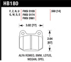Hawk 03-06 Evo / 04-09 STi / 03-07 350z Track HP+ Street Rear Brake Pads specifications