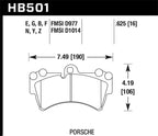 Hawk Porsche HPS Street Front Brake Pads dimensions and specs