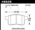 Hawk 08-10 Honda Accord 2.4L/3.0L/3.5L / 09-10 Acura TST 2.4L HPS Street Rear Brake Pads specifications diagram