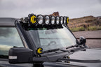 KC HiLiTES 2021+ Ford Bronco 50in Overhead Light Bar Mounting Bracket Set on truck roof with lights