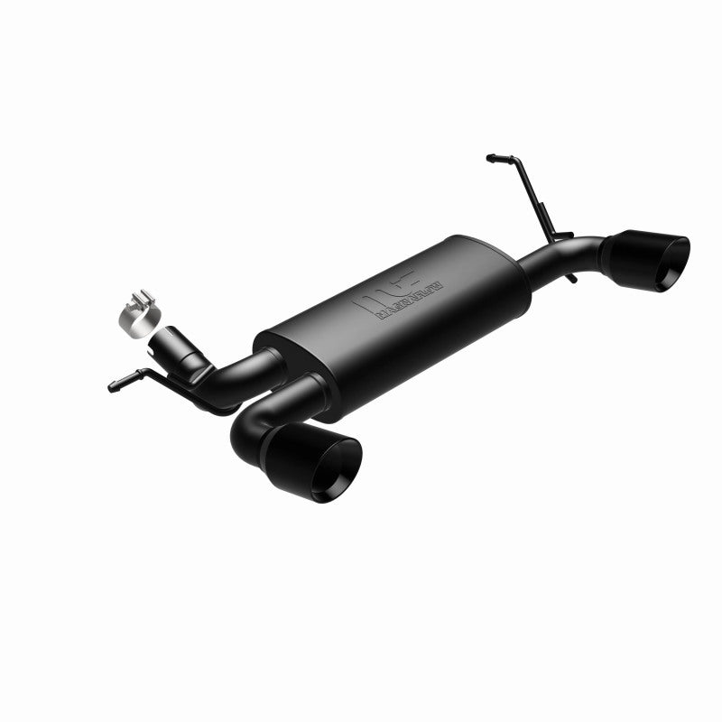 MagnaFlow 07-17 Jeep Wrangler JK 3.8/3.6L Dual Split Rear Exit Black Axle-Back Exhaust for offroad performance upgrades.
