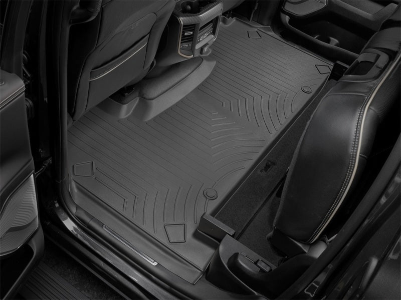 WeatherTech 2019+ RAM 1500 (Crew Cab w/ Rear Under Seat Storage) Rear FloorLiner - Black for truck interior protection