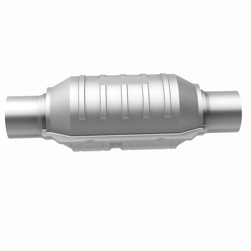 MagnaFlow Conv Univ 2in Inlet/Outlet Ctr/Ctr Round 9in Body L x 5.125in W x 13in Overall L 49 State for offroad performance upgrades.