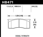 Hawk HPS Street Brake Pads dimensions for Dodge, Plymouth