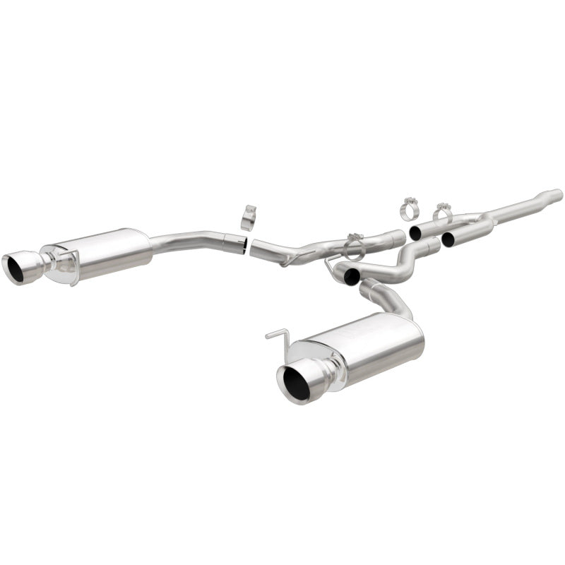 MagnaFlow Cat Back, SS, 2.5in, Street, Dual Split Polished 4.5in Tips 2015 Ford Mustang Ecoboost exhaust system Main image