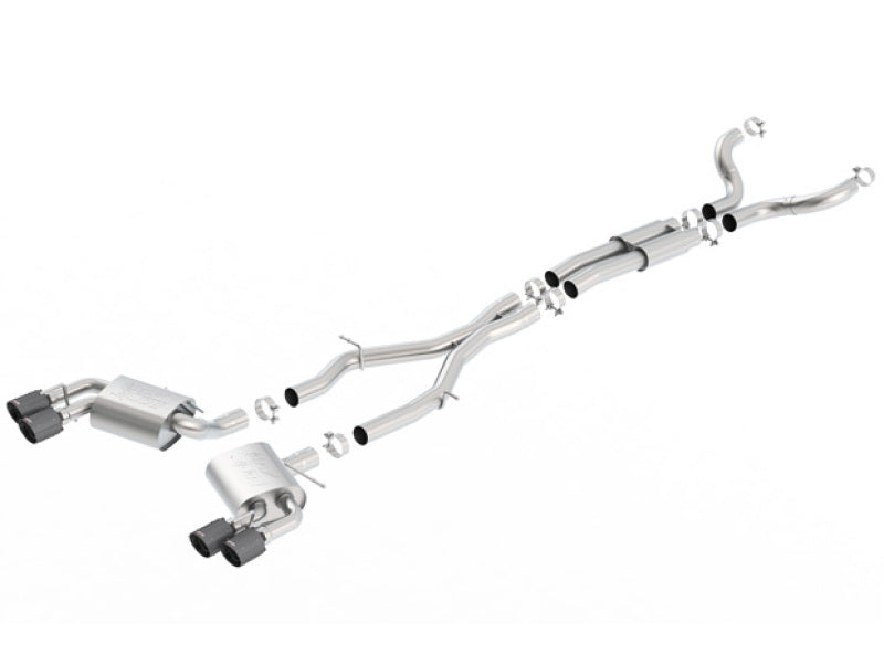 Borla 16-17 Chevy Camaro 6.2L 4in Dual CF Tips w/Black Core Dual Split Exit ATAK Catback Exhaust Secondary image