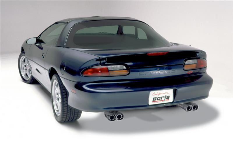 Borla 98-01 CAMARO/TRANS AM 5.7L V8 AT/MT Catback Exhaust Quad Tips rear view with polished tips