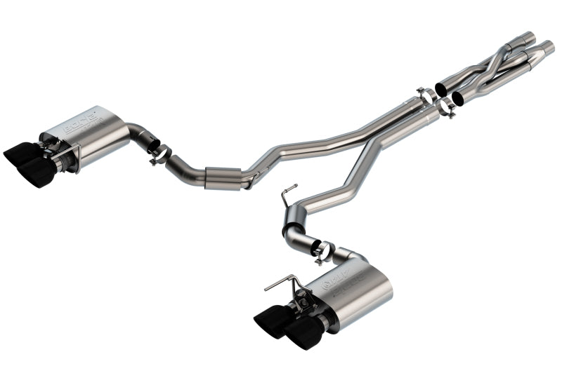 Borla 2020 Ford GT500 5.2L AT 3in ATAK CatBack Exhaust w/ Black Chrome Tips Main image