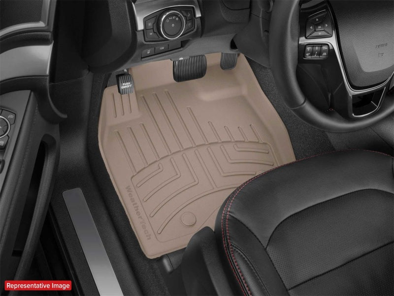 WeatherTech 2017+ Ford F-250/F-350/F-450/F-550 Crew Cab Rear FloorLiner HP - Black displayed in vehicle interior.