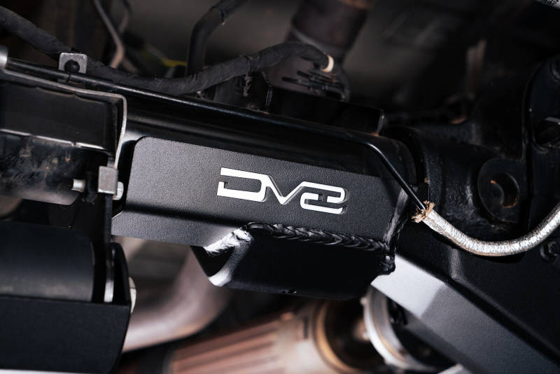 DV8 Offroad 21-22 Ford Bronco Rear Differential Skid Plate undercarriage view for offroad performance upgrades