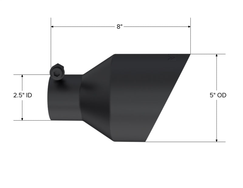 MBRP Black-Coated Tip 2.5in ID, 5in OD Out, 8in Length, Angle Cut, Dual Wall Secondary image